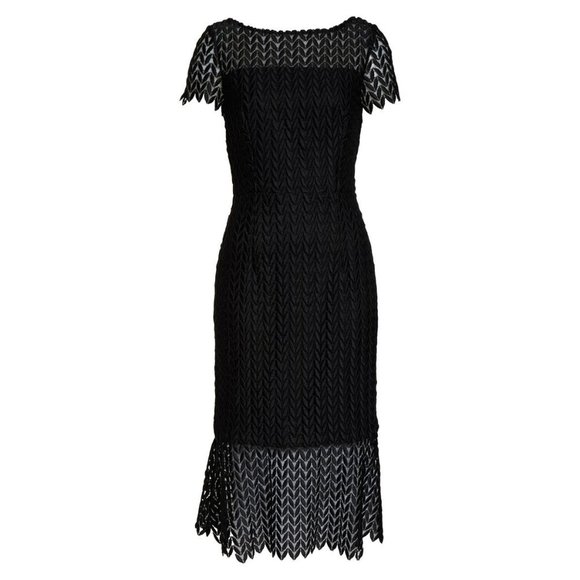 🆕KAY UNGER Tatum Lace Midi Cocktail Dress Black 10 - Picture 5 of 11